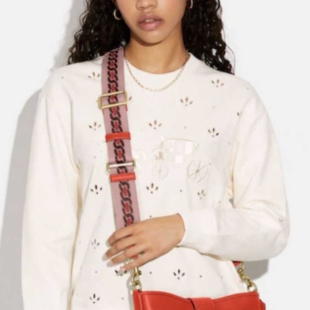 COACH strap chain webbing canvas print replacement novelty in brass pink orange